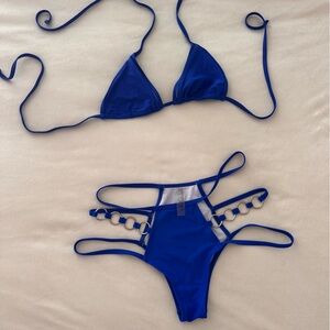 Blue Strappy Bikini Set